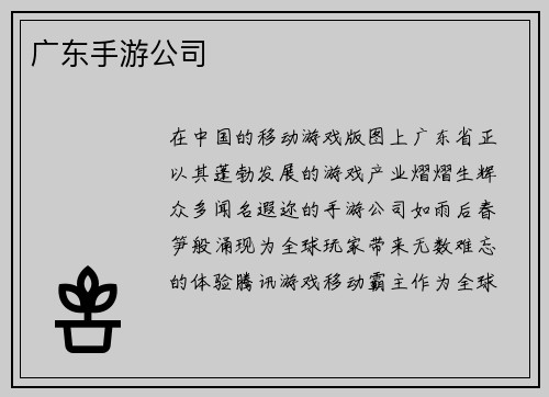 广东手游公司