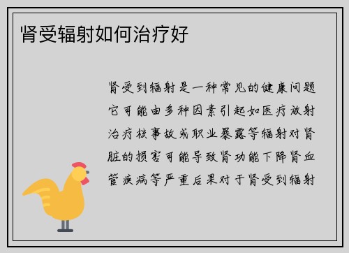 肾受辐射如何治疗好