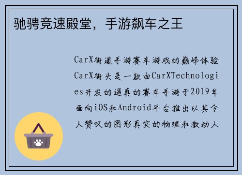 驰骋竞速殿堂，手游飙车之王